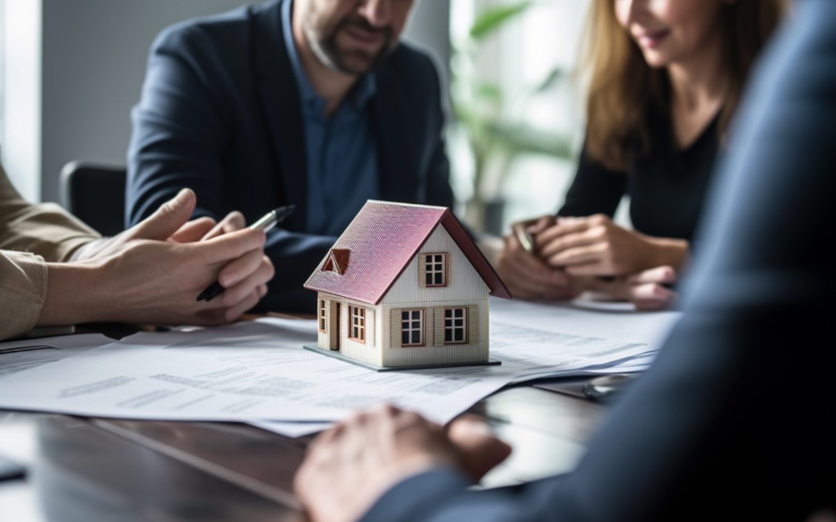 agentes inmobiliarios trabajando de cerca con antecedentes de oficinas scaled