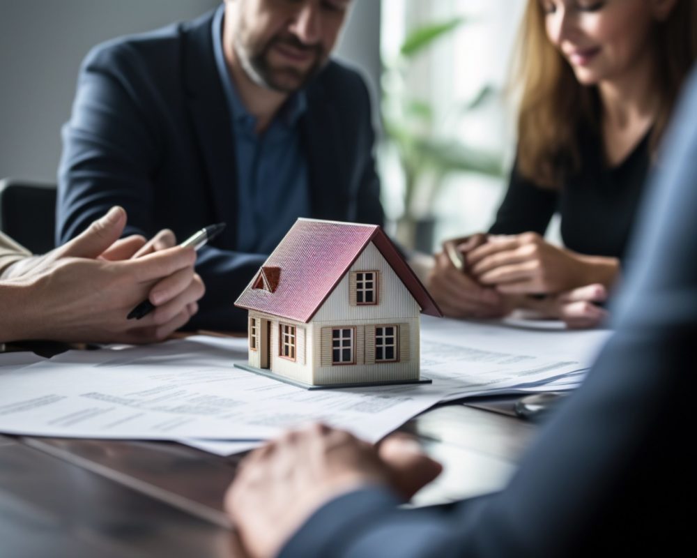 agentes inmobiliarios trabajando de cerca con antecedentes de oficinas scaled