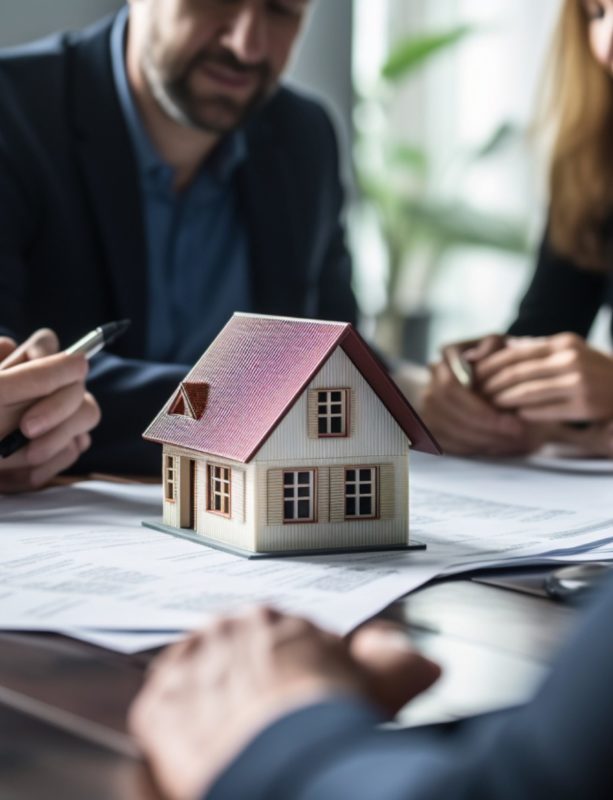 agentes inmobiliarios trabajando de cerca con antecedentes de oficinas scaled