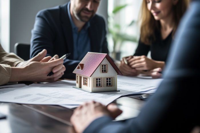 agentes inmobiliarios trabajando de cerca con antecedentes de oficinas scaled
